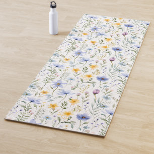 Esterilla De Yoga Linda y Simple Flor Silvestre Acuarela Azul Púrpur