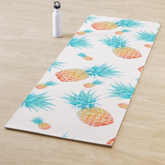 Esterilla De Yoga Lindo acuarela Trópico Fruto Pineapple Patrón (In situ)