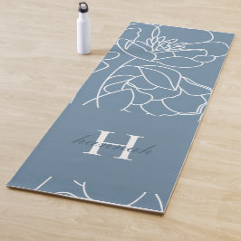 Esterilla De Yoga Línea de flores silvestres azules Arte de monogram