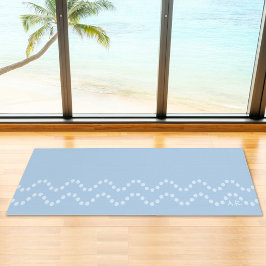 Esterilla De Yoga Líneas Onduladas Suaves Azules Mínimas Con Puntos 