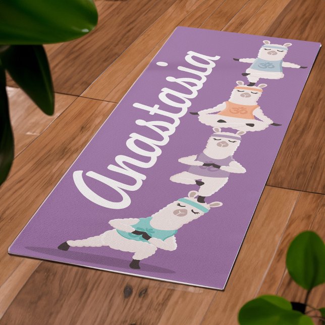 Esterilla De Yoga Llamas de yoga que meditan diversión y nombre pers (Yoga Llamas Meditating Fun & Cute Custom Name Yoga Mat)