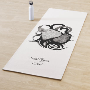 Esterilla De Yoga Lobo blanco con arte tribal de Raven