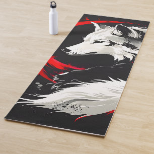 Esterilla De Yoga Lobo blanco rojo lunar
