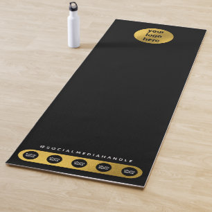 Esterilla De Yoga Logotipo de negocio Medios sociales Black Gold Yog