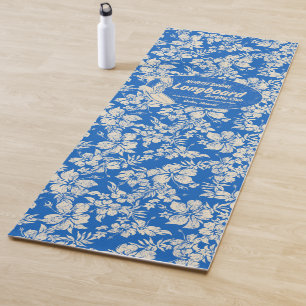 Esterilla De Yoga Logotipo del Club Surfing Longboard e Hibiscus Haw