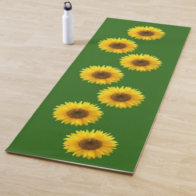 Esterilla De Yoga Los girasoles amarillos en la alfombra verde del y (In situ)