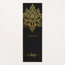 Esterilla De Yoga Loto Gold Mandala Monograma Elegante Negro