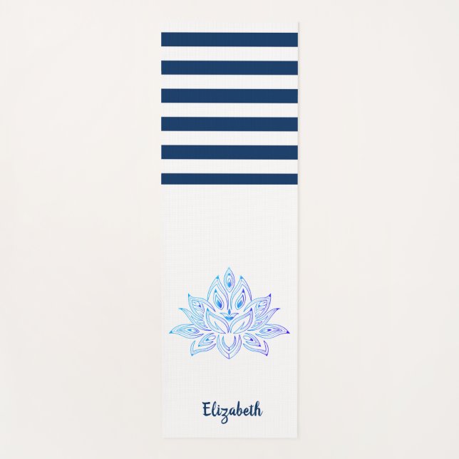 Esterilla De Yoga Lotus Flower Navy Blue White Strike (Anverso)