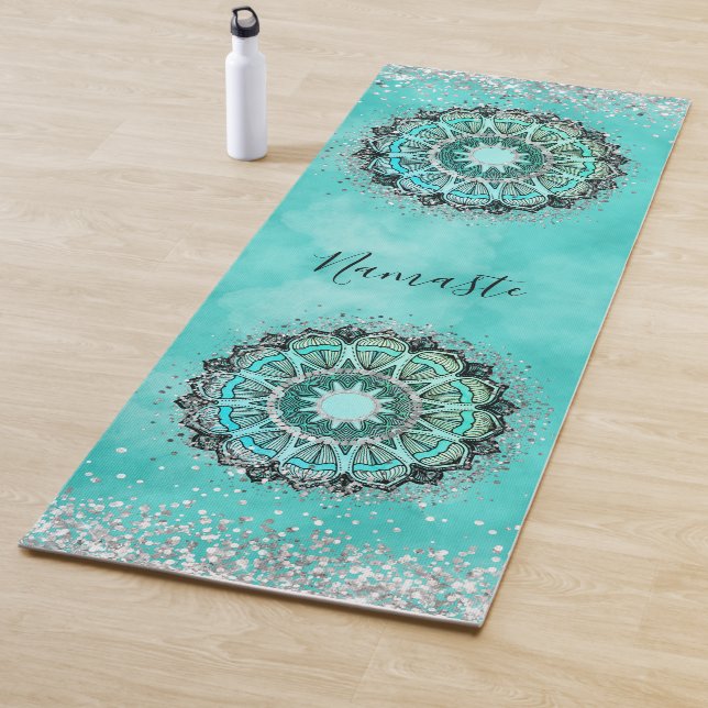 Esterilla De Yoga Lotus Mandala, Purpurinoso personalizado, en Verde (In situ)