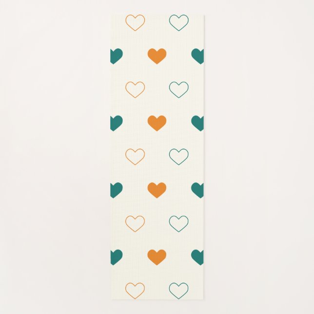 Esterilla De Yoga Lovely hearts / green orange cream (Anverso)