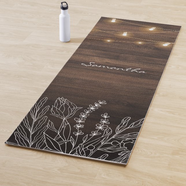 Esterilla De Yoga Luces de Cuerda Rústicas Patrón de Madera (In situ)