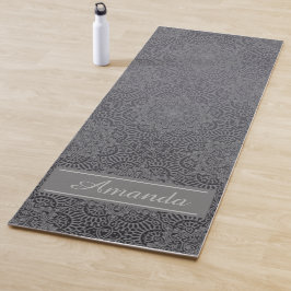 Esterilla De Yoga Lujo Elegante Gris Black Pattern Design Name