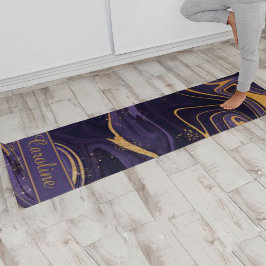 Esterilla De Yoga Lujo Elegante Purple Gold Marble Efecto Nombre