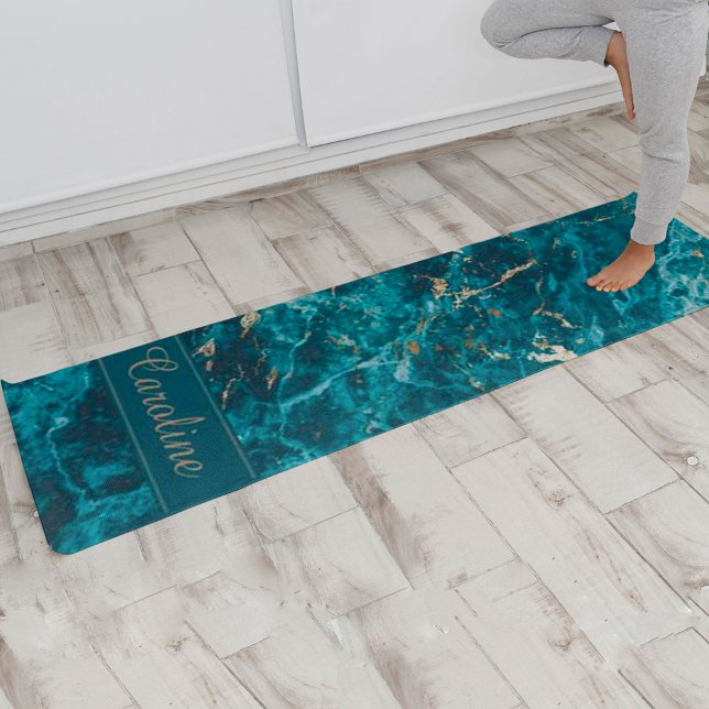Esterilla De Yoga Lujoso y elegante nombre de efecto de mármol azul  (Subido por el creador)