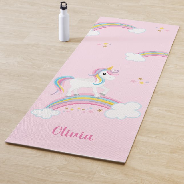 Esterilla De Yoga Magnífico arcoiris Unicornio rosa personalizado (In situ)