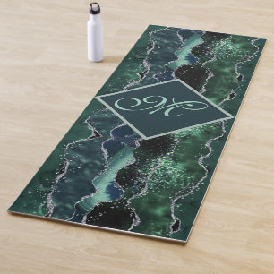Esterilla De Yoga Magnífico nombre personalizado azul agato verde di
