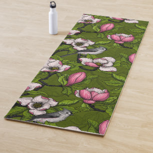 Esterilla De Yoga Magnolia y pájaro del titmouse 2