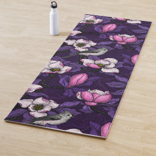 Esterilla De Yoga Magnolia y pájaro del titmouse 4
