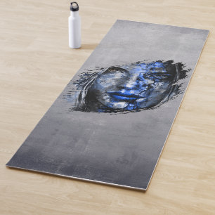 Esterilla De Yoga Mala cara de Chica gris rústico azul