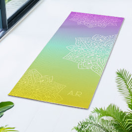 Esterilla De Yoga Mandalá Asimétrico con Gradiente Irisado e Inicial