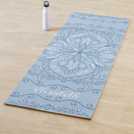 Esterilla De Yoga Mandala azul claro moderno Boho Elegante Monograma