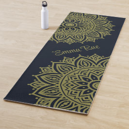 Esterilla De Yoga Mandala azul marino y verde oliva