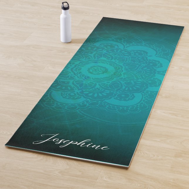 Esterilla De Yoga Mandala azul turquesa personalizada (In situ)
