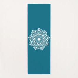 Esterilla De Yoga Mandala Blanco sobre Fondo Azul