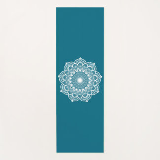 Esterilla De Yoga Mandala Blanco sobre Fondo Azul