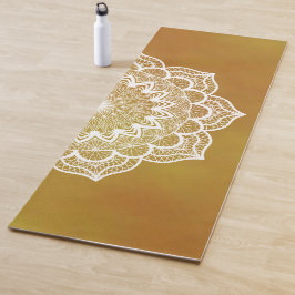 Esterilla De Yoga Mandala Blanco sobre Fondo Dorado