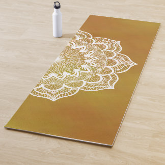 Esterilla De Yoga Mandala Blanco sobre Fondo Dorado