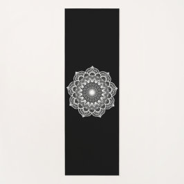 Esterilla De Yoga Mandala Blanco sobre Fondo Negro