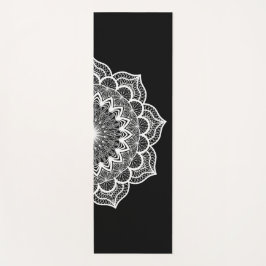 Esterilla De Yoga Mandalá Blanco sobre Fondo Negro