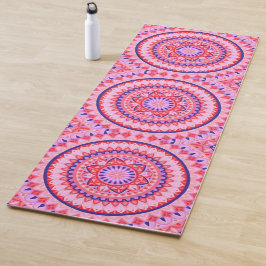 Esterilla De Yoga Mandalá Boho Rosa Vibrante Meditación Fitness
