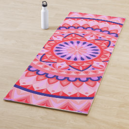 Esterilla De Yoga Mandalá Boho Rosa Vibrante Meditación Fitness