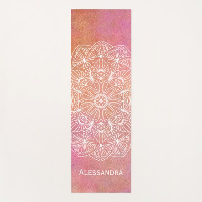 Esterilla De Yoga Mandala de acuarela moderna personalizada (Anverso)