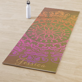 Esterilla De Yoga Mandala de color tierra con nombre yoga mate