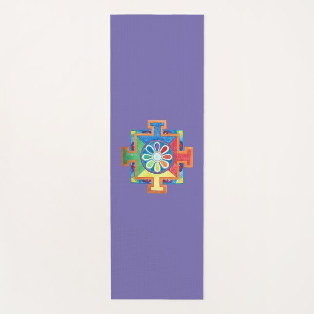 Esterilla De Yoga Mandala de la creación acuarela morado (Anverso)