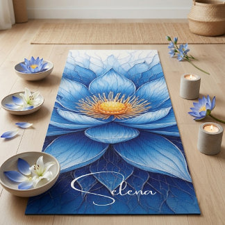 Esterilla De Yoga Mandalá de Loto Azul Espiritualidad Conciencia Paz