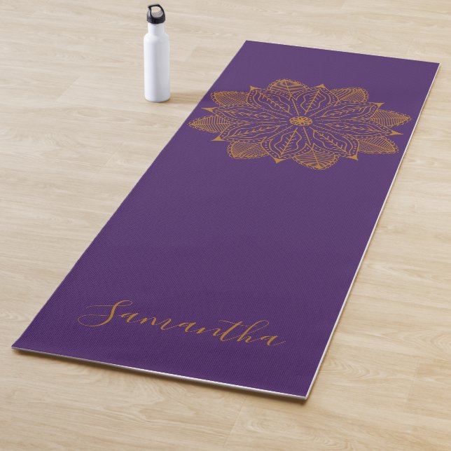 Esterilla De Yoga Mandala de oro morado elegante femenina personaliz (In situ)