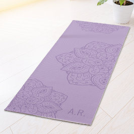 Esterilla De Yoga Mándala Decorativo Morado Lavanda Con Iniciales