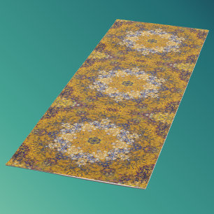 Esterilla De Yoga Mandala digital amarillo azul y blanco
