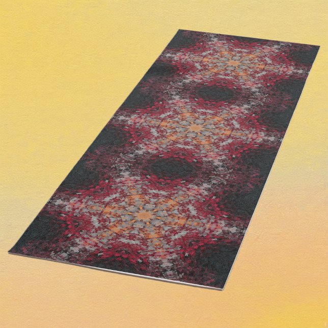 Esterilla De Yoga Mandala digital Naranja blanco rojo y negro (Red White Orange and Black Digital Paint Mandala Yoga Mat By Wormhole Orbital)