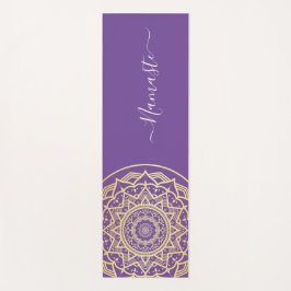 Esterilla De Yoga Mandala dorado Namaste morado escritura