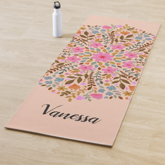 Esterilla De Yoga Mandalá floral personalizado de la naturaleza rosa