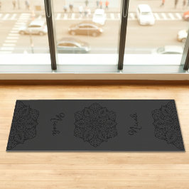 Esterilla De Yoga Mandalá Hermoso Gris Oscuro Con Nombre Personaliza