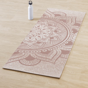 Esterilla De Yoga Mandala Om Rosa Purpurina de oro Moda Ejercicio el