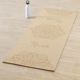 Esterilla De Yoga Mandalá Precioso Beige Con Nombre Personalizado