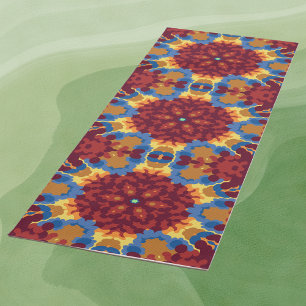Esterilla De Yoga Mandala retro azul rojo y amarillo