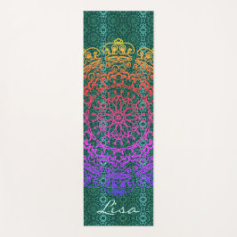 Esterilla De Yoga Mandala Verde con nombre yoga mate